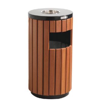 Outdoor Litter Bin Wood Effect 33 Litre 316874 - DISCONTINUED
