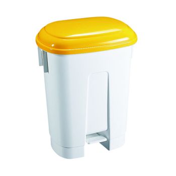 Derby Plastic Pedal Bin 60 Litre White/Yellow 348014