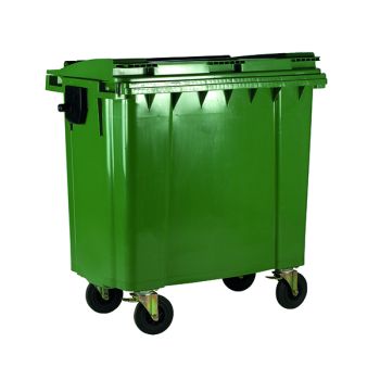 Wheelie Bin With Flat Lid 770 Litre Green (Dimensions: H1360 x W1350 x D770mm) 377387 - DISCONTINUED