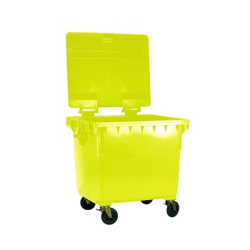Wheelie Bin With Flat Lid 770 Litre Yellow (4 wheels for easy manoeuvrability) 377389