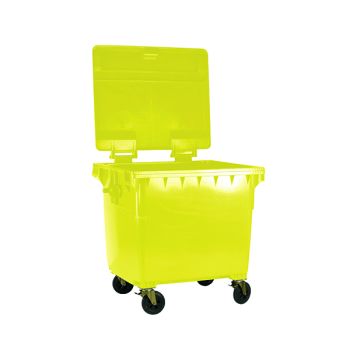 Wheelie Bin With Flat Lid 1100 Litre Yellow 377397