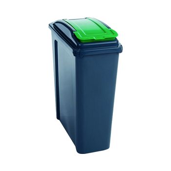 VFM Recycling Bin With Lid 25 Litre Green (Dimensions: W190 x D510 x H400mm) 384284