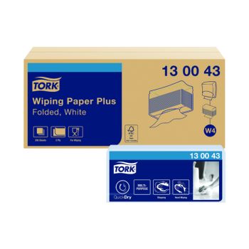 Tork W4 Wiping Paper Plus White 2-Ply 200 Sheets (Pack of 5) 130043