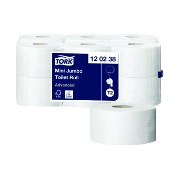 Tork T2 Mini Jumbo Toilet Roll 2-Ply (Pack of 12) 120238