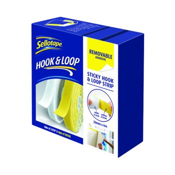 Sellotape Sticky Hook and Loop Strips Removable 20mmx6m 2055786
