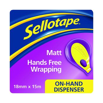Sellotape On-Hand Dispenser with Invisible Tape 18mmx15m 2379004