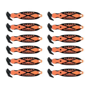 Klever X-Change Safety Cutter with Wider Cut Head and Scraper Orange (Pack of 12) KCJ-XC-35G