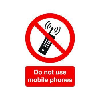 Safety Sign Do Not Use Mobile Phones A5 PVC PH01051R - DISCONTINUED