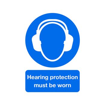 Safety Sign Hearing Protection Must be Worn A4 PVC MA01950R