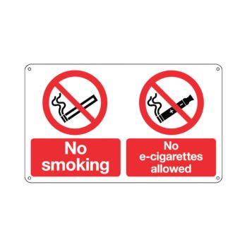 Signs and Labels No Smoking and No E-Cigarettes Sign Rigid Plastic 150x300mm EL005KRP