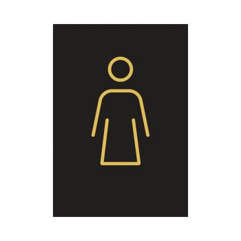 Female Toilet Sign Rigid Plastic 105x150mm Black/Gold Y6698802