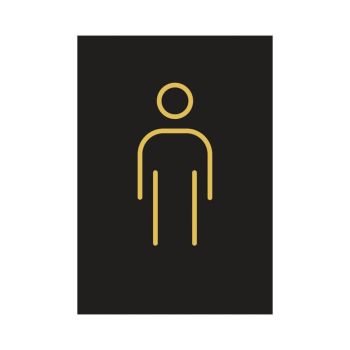 Male Toilet Sign Rigid Plastic 105x150mm Black/Gold Y6698803