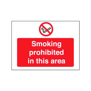 Safety Sign Smoking Prohibited in This Area 450x600mm PVC P35Z/R