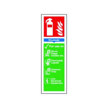 Safety Sign Fire Extinguisher Dry Powder 300x100mm S/Adhesive FR02625S