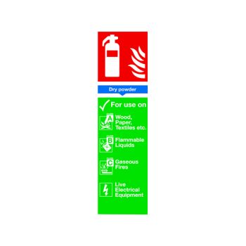 Safety Sign Fire Extinguisher Dry Powder 300x100mm PVC FR02625R