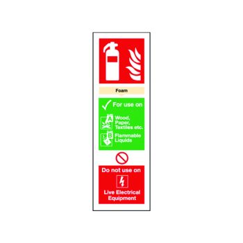 Safety Sign Fire Extinguisher Foam 300x100mm Self Adhesive FR08025S