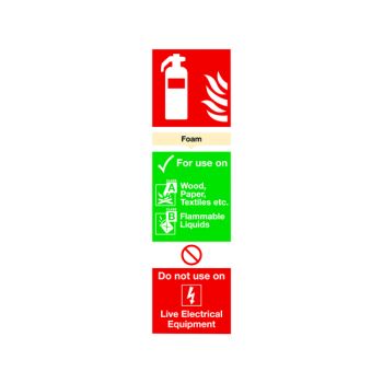 Safety Sign Fire Extinguisher Foam 300x100mm PVC FR08025R