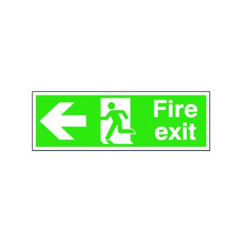 Safety Sign Fire Exit Running Man Arrow Left 150x450mm Self-Adhesive E97A/S