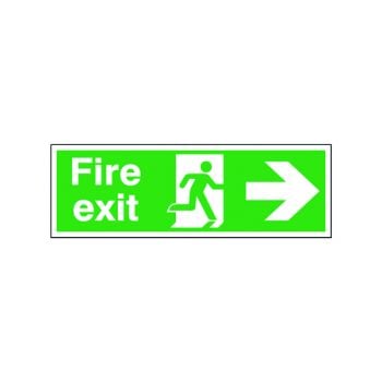 Safety Sign Fire Exit Running Man Arrow Right 150x450mm Self-Adhesive E99A/S