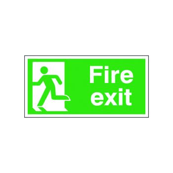 Safety Sign Fire Exit Running Man Left 150x300mm Self-Adhesive E96A/S