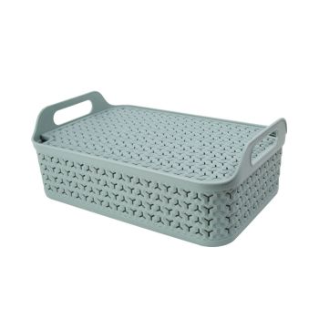 Strata Shallow Basket with Lid 12L Green XW132-LPG-VW