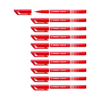 Stabilo Sensor F-tip Fineliner Pen Red (Pack of 10) 189/40