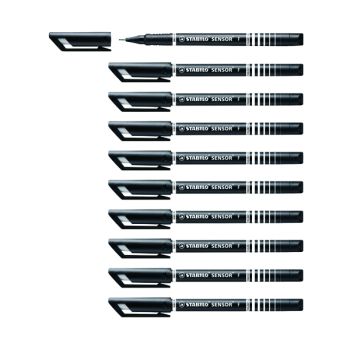 Stabilo Sensor F-tip Fineliner Pen Black (Pack of 10) 189/46