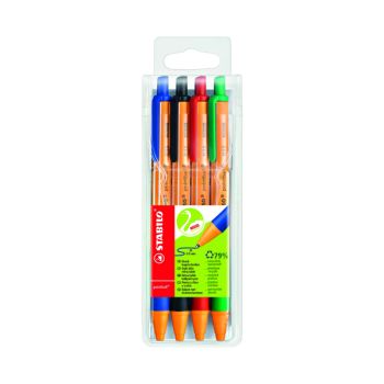 Stabilo Pointball Retractable Ball Pen Assorted (Pack of 4) 6030/4