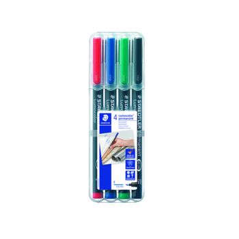 Staedtler Lumocolour Pen Permanent Fine Assorted (Pack of 4) 318-WP4
