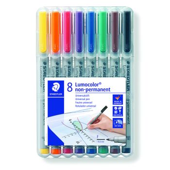 Staedtler Lumocolor Non-Permanent Fine Assorted (Pack of 8) 316 WP8