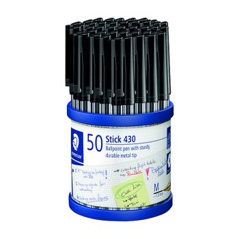 Staedtler Stick 430 Ballpoint Pen Medium Black (Pack of 50) 430-M9
