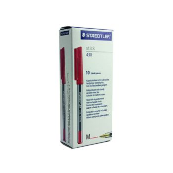 Staedtler Stick 430 Ballpoint Pen Medium Red (Pack of 10) 430-M2