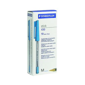 Staedtler Stick 430 Ballpoint Pen Medium Blue (Pack of 10) 430-M3