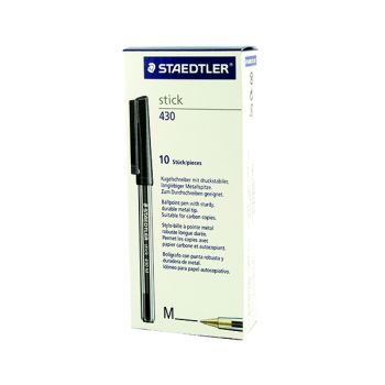 Staedtler Stick 430 Ballpoint Pen Medium Black (Pack of 10) 430-M9
