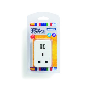 Status European USB Travel Adaptor (Pack of 3) S2USBPTEURO1PK3