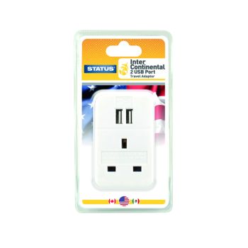 Status Intercontinental USB Travel Adaptor (Pack of 3) S2USBPTINTER1PK3