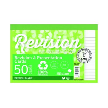 Silvine Recycled Study and Presentation Cards 50 White (Pack of 20) CR50RE