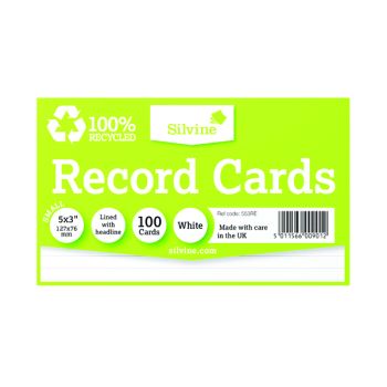 Silvine Climate Friendly Lined Record Cards 5 x 3in 553RE