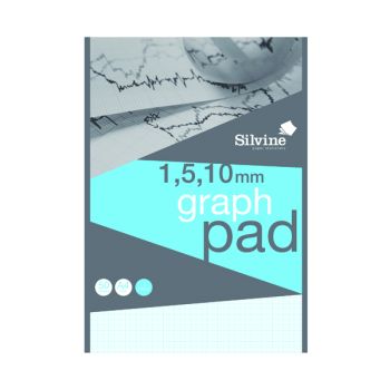 Silvine Graph Pad 1/5/10mm 50 Sheets A4 A4GP1510