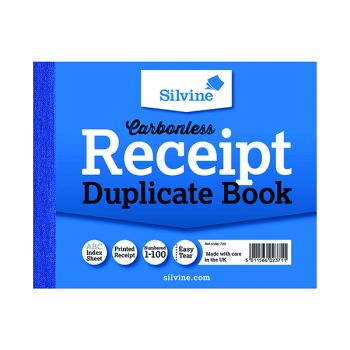 Silvine Carbonless Duplicate Receipt Book 102x127mm (Pack of 12) 720-T