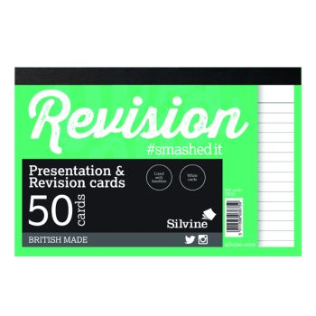 Silvine Revision Card Notepad 50 Card White (Pack of 20) CR50
