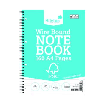 Silvine Envrio Wirebound Notebook A4 160 Pages (Pack of 5) FSCTW80