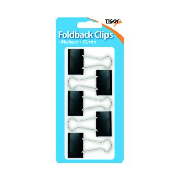 Tiger Medium Fold Back Clips (Pack of 12) 302005