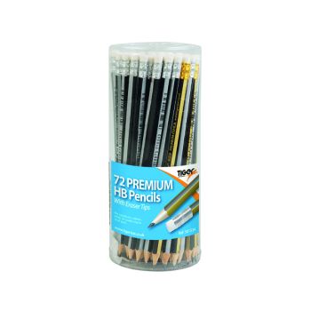 Tiger HB Eraser Tip Pencils Pot Assorted (Pack of 72) 301534