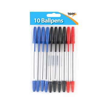 Tiger Ballpoint Pens Black Blue and Red 12x10 (Pack of 120) 302011