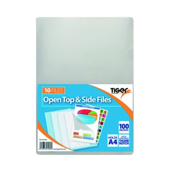 Tiger Open Top And Side Clear A4 Files (Pack of 200) 301569