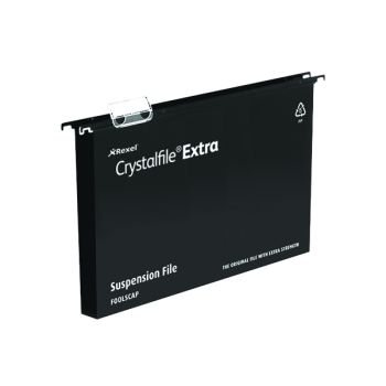 Rexel Crystalfile Extra 15mm Suspension File Black (Pack of 25) 3000080