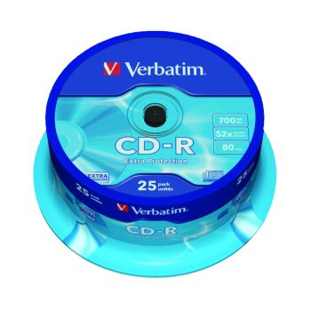Verbatim CD-R Datalife Non-AZO 52x 700MB (Pack of 25) 43432