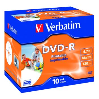 Verbatim DVD-R Speed Jewel Case 4x 4.7GB (Pack of 10) 43285