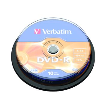Verbatim DVD-R 16x Branded Silver Spindle of 10 Discs - 43523